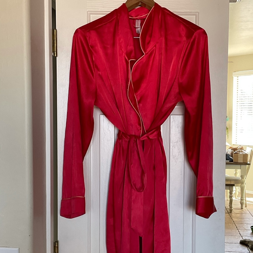 Pink satin like robe